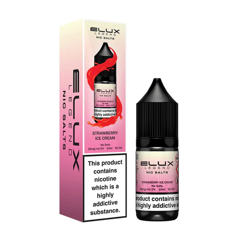 Elux Legend Nic Salts 10ml nicotine Strawberry Ice Cream flavoured